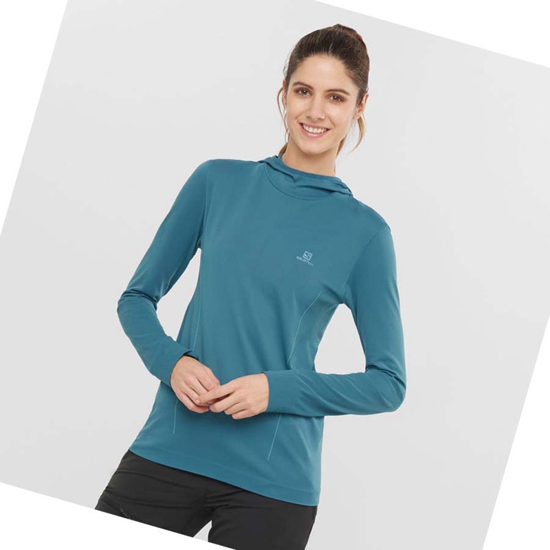 Salomon ESSENTIAL SEAMLESS Naisten Huppari Laivastonsininen | ZFSMUPC-31