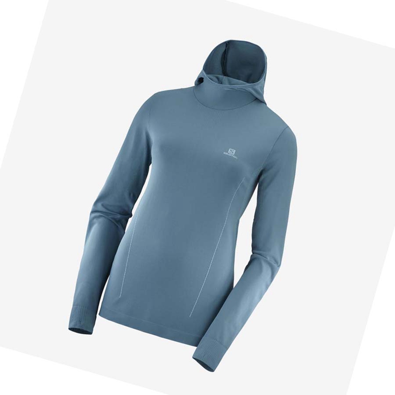 Salomon ESSENTIAL SEAMLESS Naisten Huppari Laivastonsininen | ZFSMUPC-31